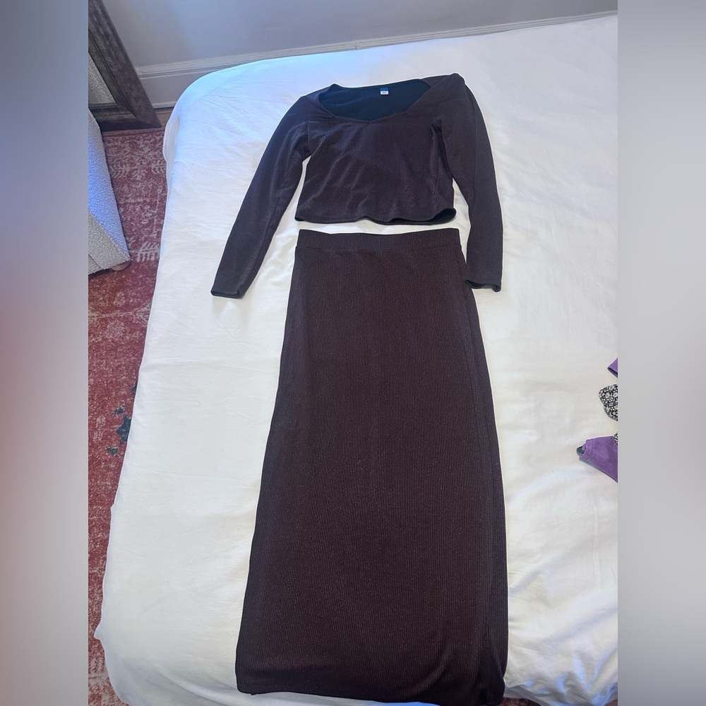 Chocolate Brown Women's Top and Pencil skirt set